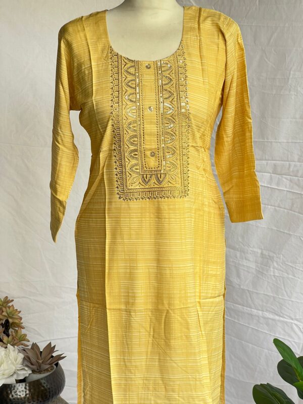Golden Embroidered Kurti - Image 3